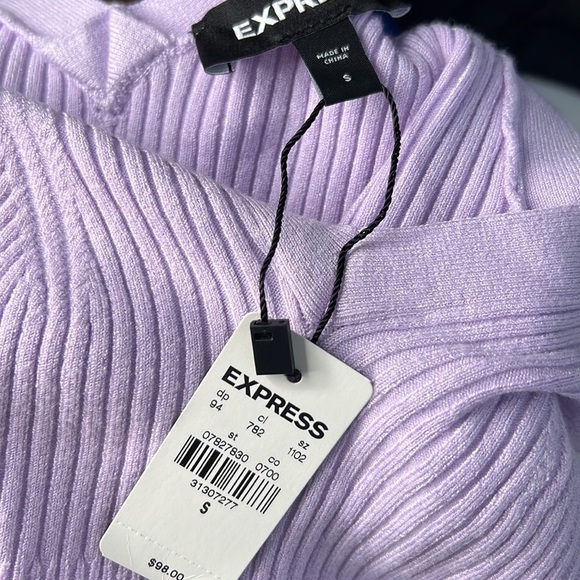 NWT Express Lavender Fit & Flared Ribbed Sweater Dress Size Small - Picture 9 of 9